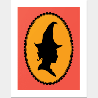 Vintage Victorian Halloween Witch Cameo Silhouette Posters and Art